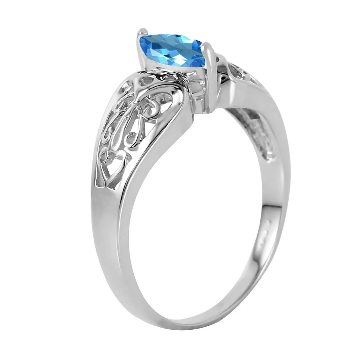 0.2 Carat 14K Solid White Gold You Are Splendid Blue Topaz Ring