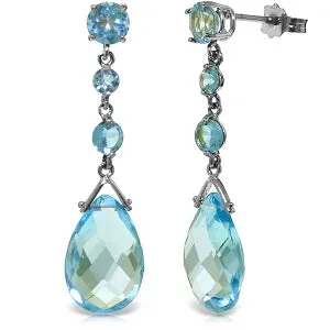 13.2 Carat 14K Solid Yellow Gold Joy Of Living Blue Topaz Earrings