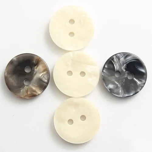 20PCS Resin Round Buttons Craft Sewing Snaps 2 Holes Handmade DIY Accessories (Beige, 13mm)