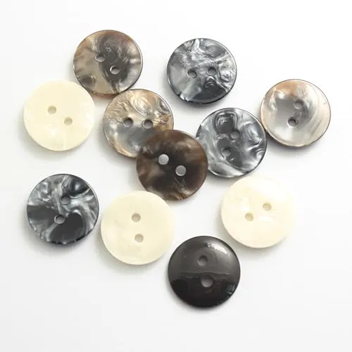 20PCS Resin Round Buttons Craft Sewing Snaps 2 Holes Handmade DIY Accessories (Beige, 13mm)