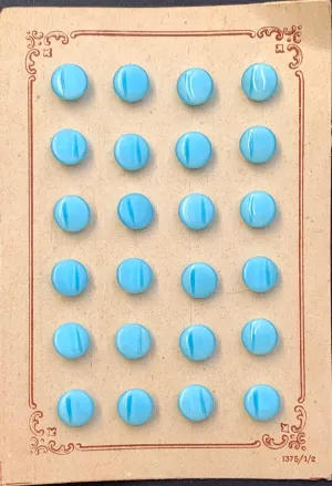 24 Attractive Sea Blue 8mm Vintage Glass Buttons