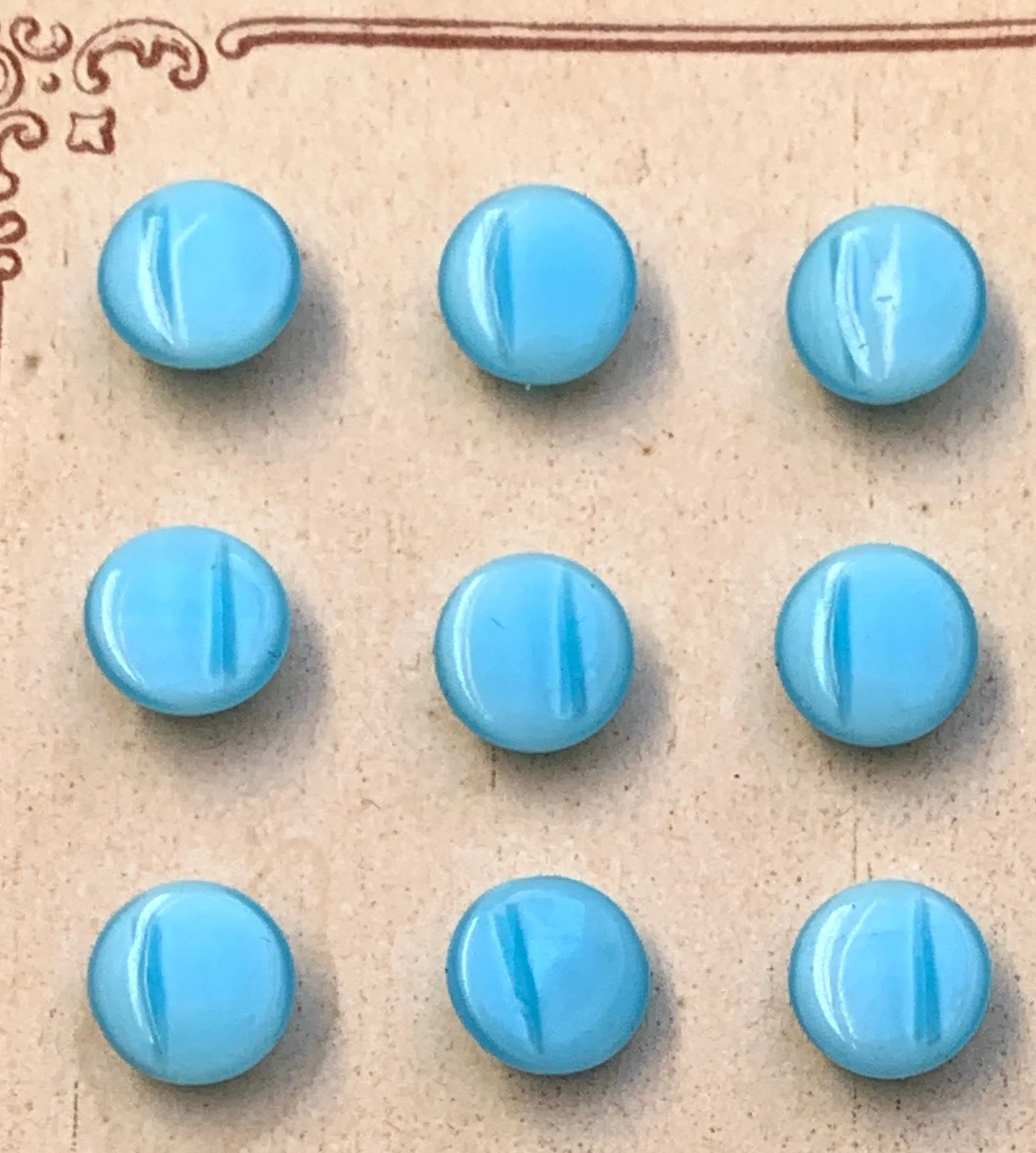 24 Attractive Sea Blue 8mm Vintage Glass Buttons