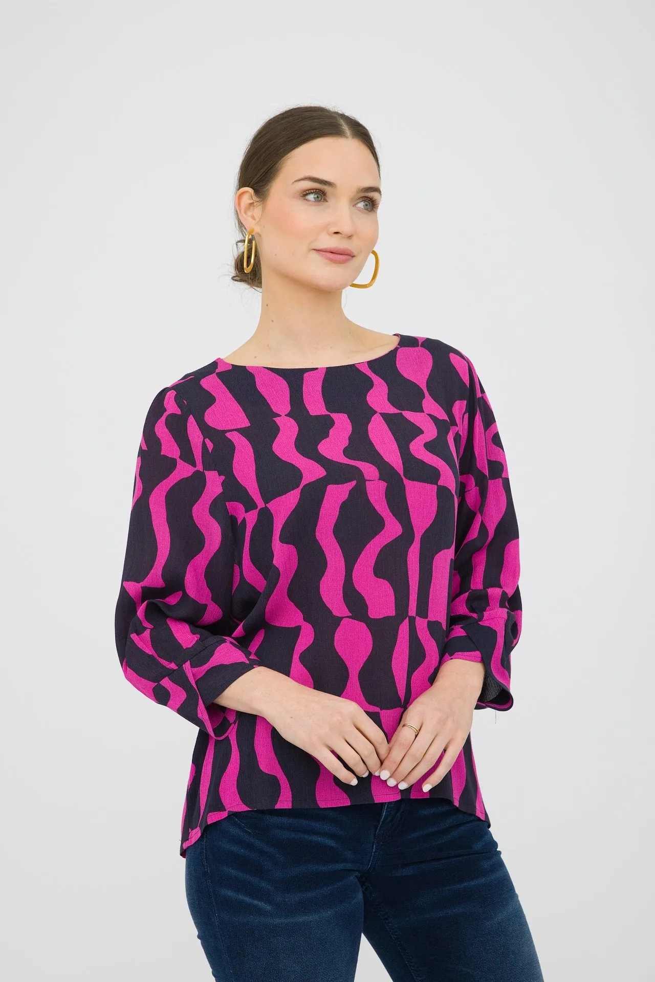 25" Printed Elbow Sleeve Top