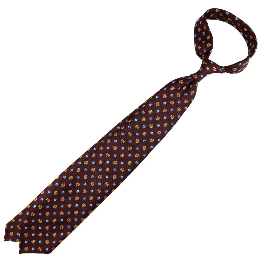 7-Fold 50oz Floral Printed Silk Tie - Burgundy