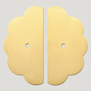 ADA Split Scallop Knob Backplates - Brass