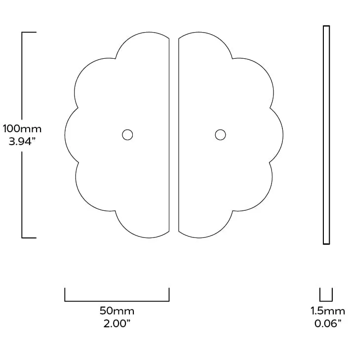 ADA Split Scallop Knob Backplates - Brass