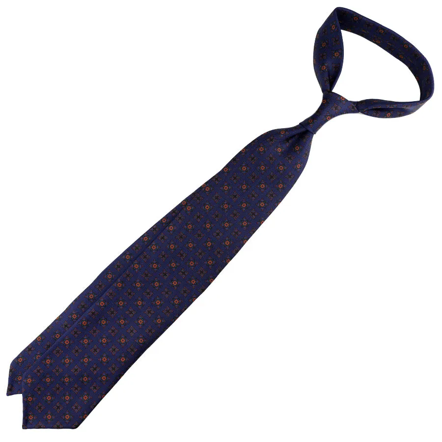 Ancient Madder Silk Tie - Navy - Hand-Rolled