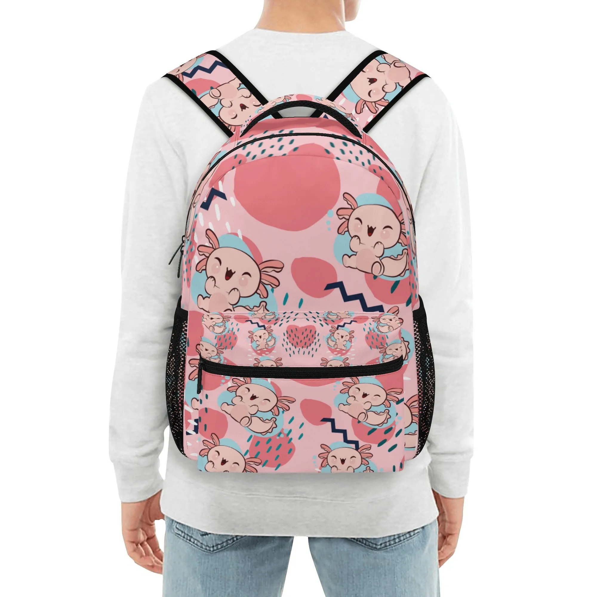 Back to School Essentials: Stylish, Practical Bags & Backpacks for Kids and Tweens. Whimsical Axolotl pattern