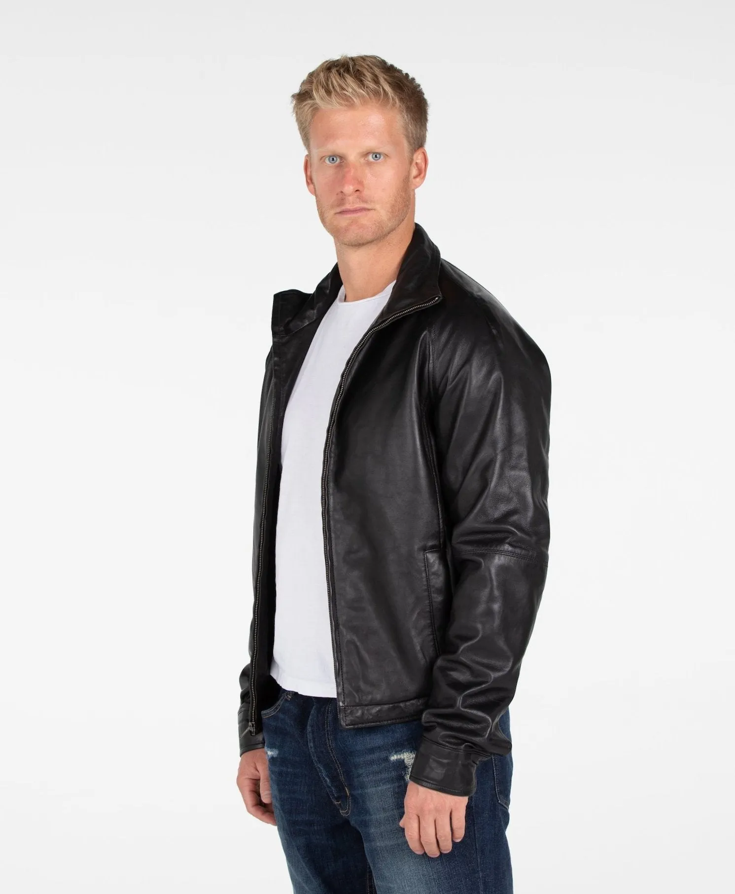 B&A Classic Lambskin Leather Jacket with Straight Zip - Discounted!