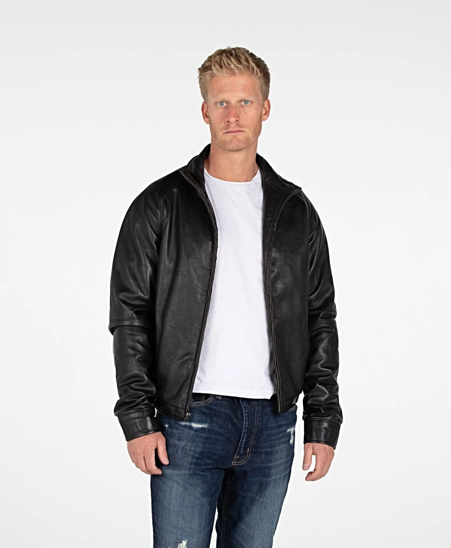 B&A Classic Lambskin Leather Jacket with Straight Zip - Discounted!