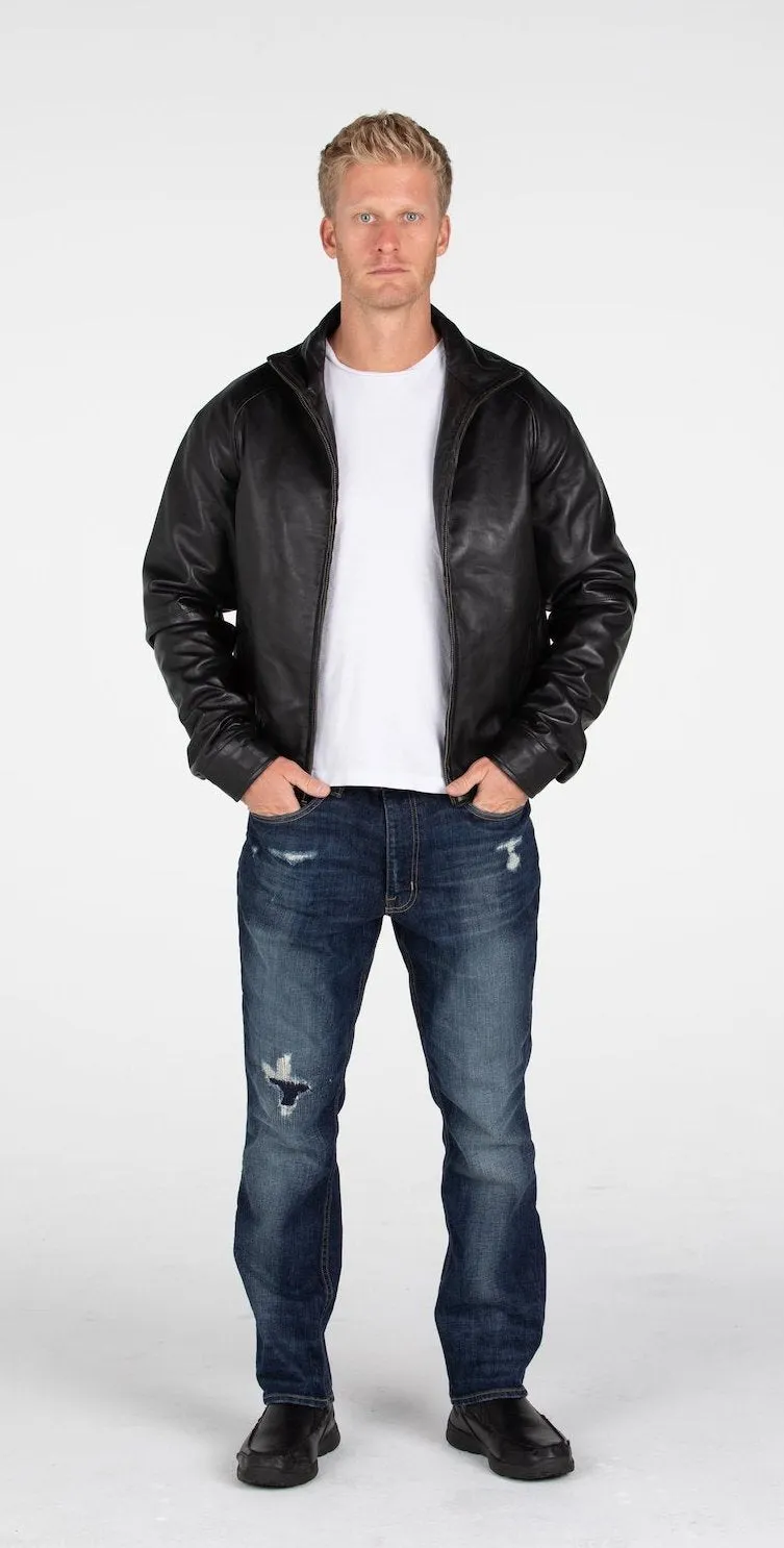 B&A Classic Lambskin Leather Jacket with Straight Zip - Discounted!