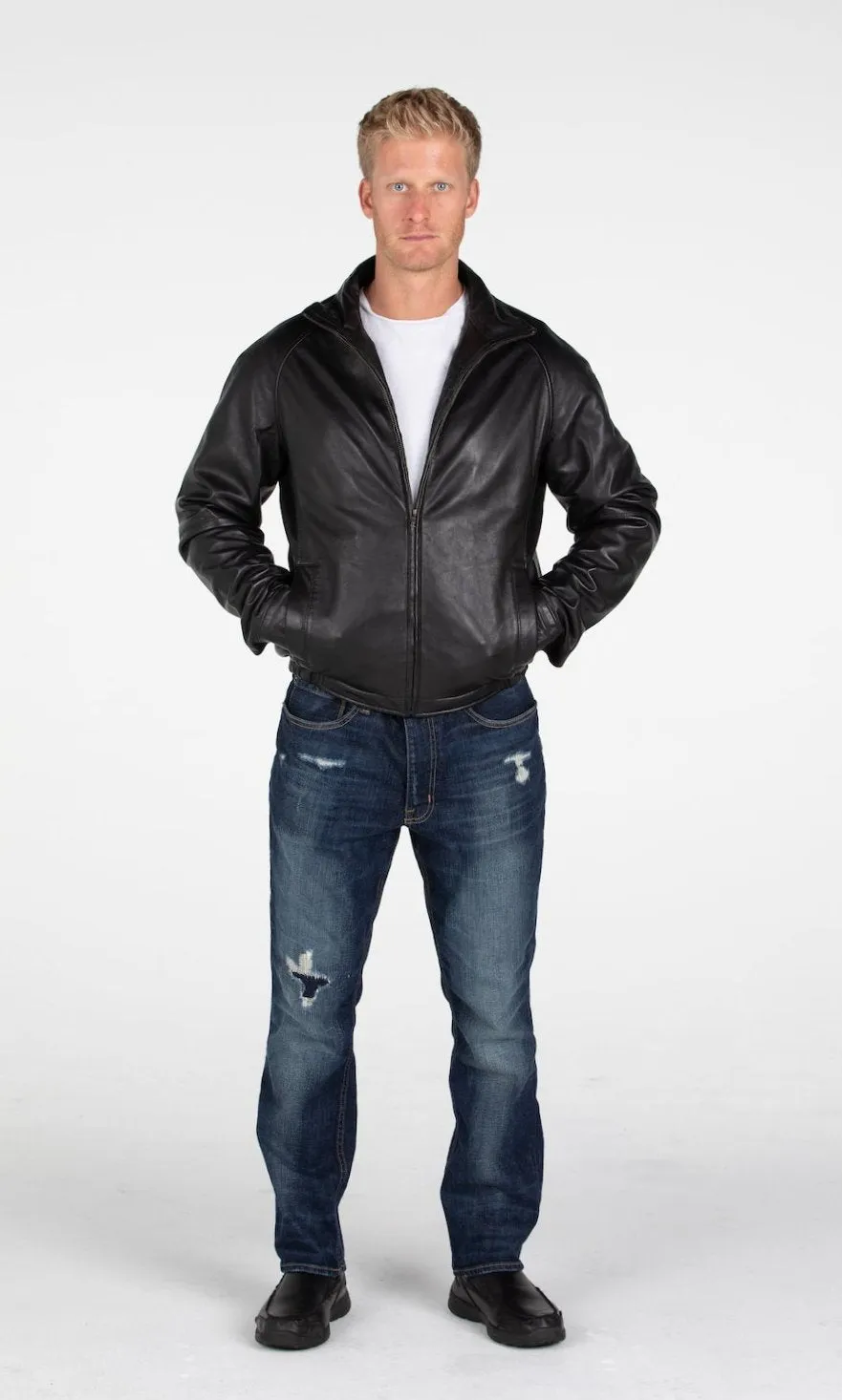 B&A Classic Lambskin Leather Jacket with Straight Zip - Discounted!