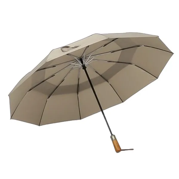 Beige Automatic Windproof Folding Umbrella