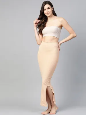 Beige Knitted Saree Shapewear