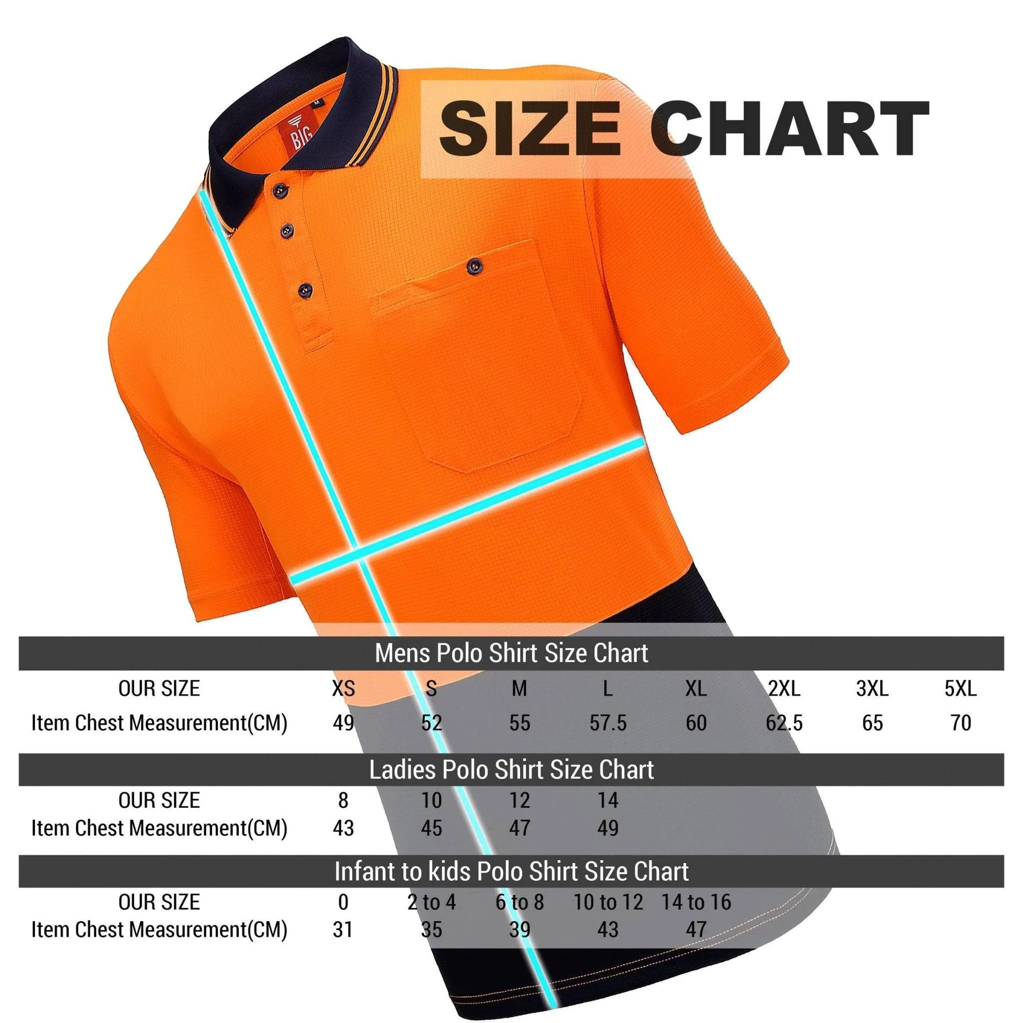 Big Bee Mens Hi Vis Polo Shirts, Short Sleeve