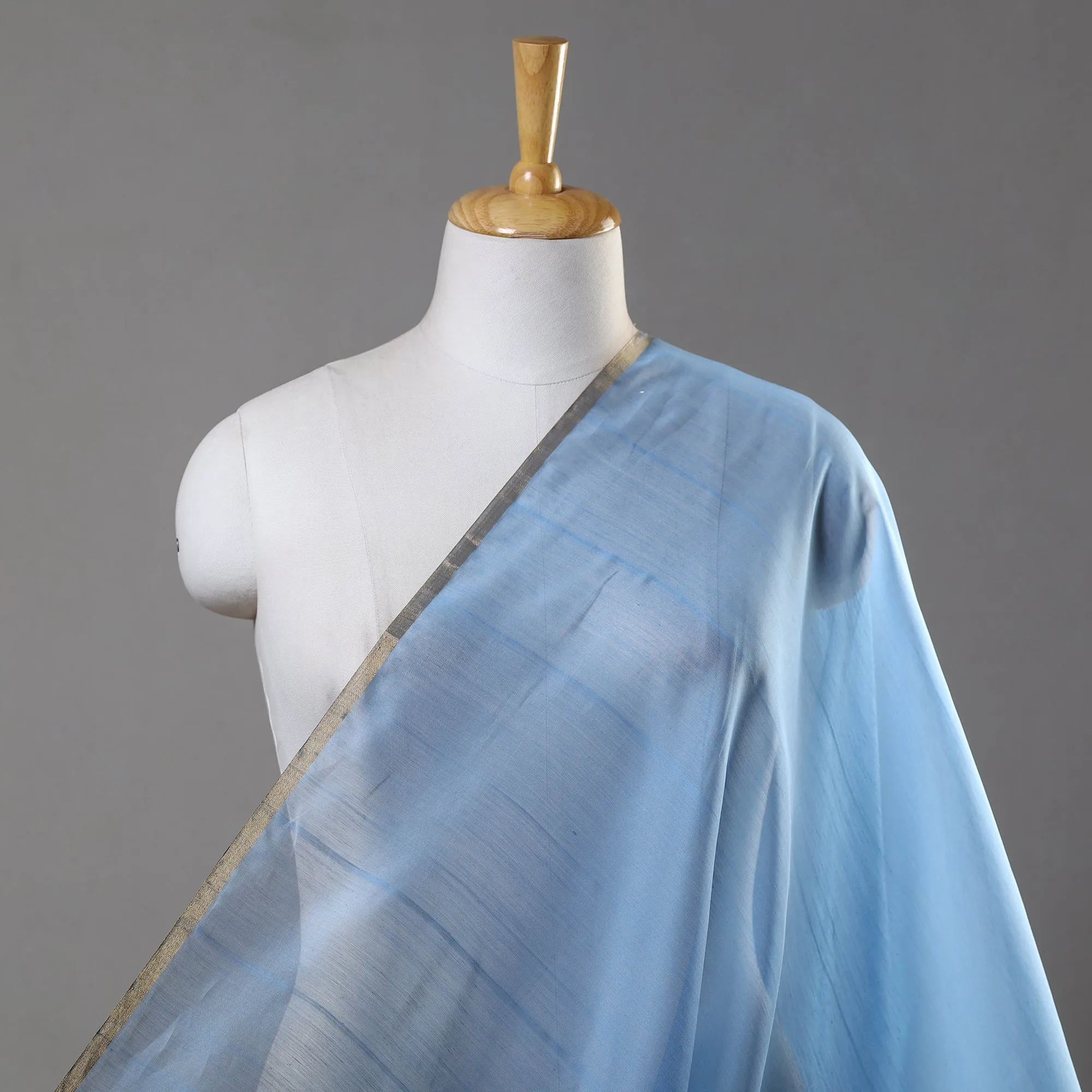 Blue - Traditional Chanderi Silk Cotton Handloom Fabric 10