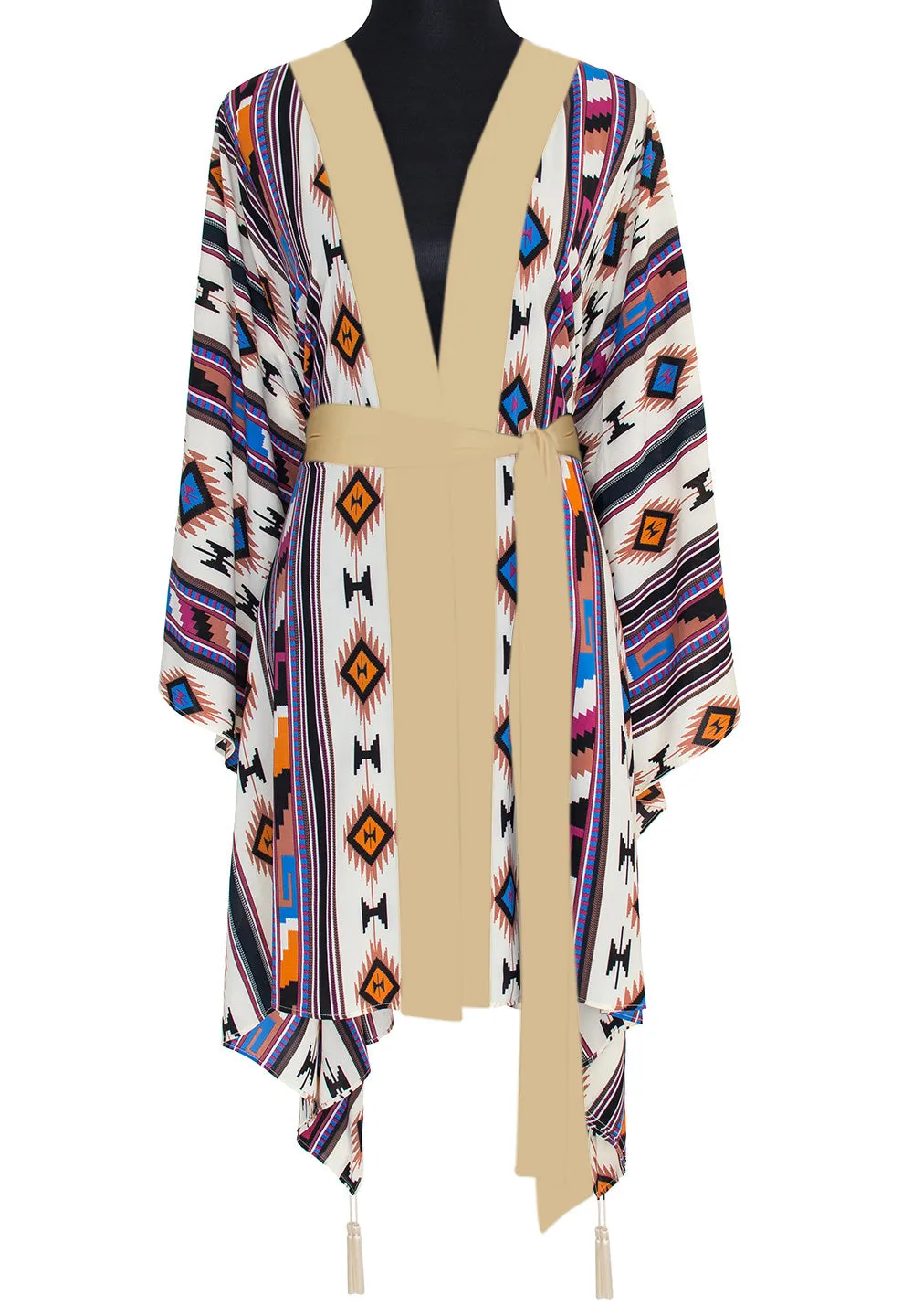 Boho - Blue Navajo Kimono Wings (Beige)