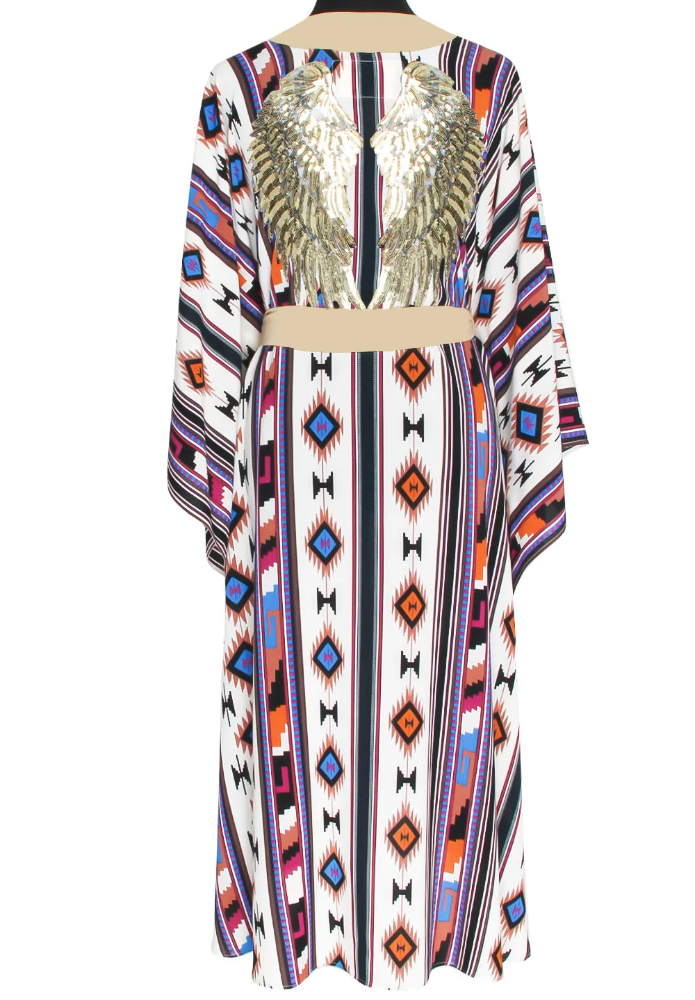 Boho - Blue Navajo Kimono Wings (Beige)