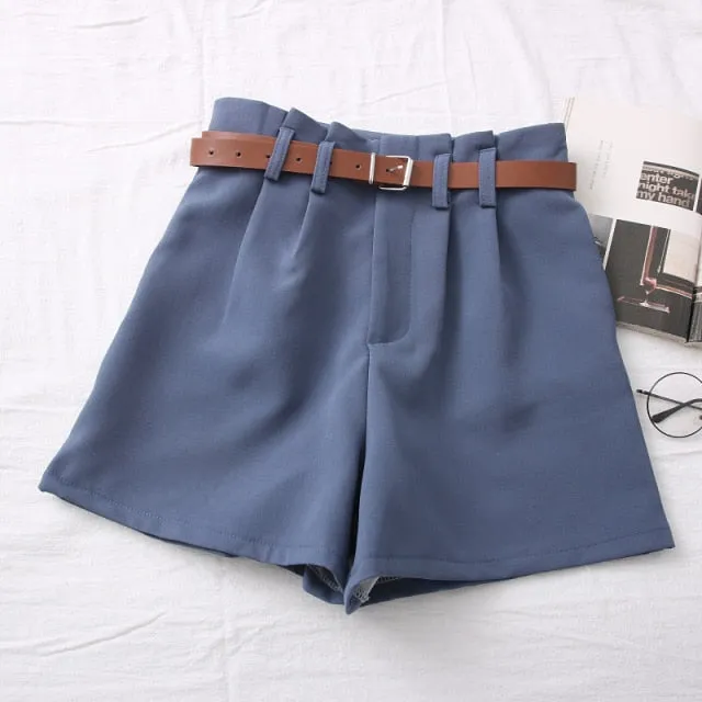 Casual Comfortable Elegant Shorts With Belt Women's Woolen Shorts