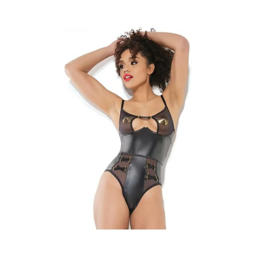 Crotchless Teddy Black  Medium Hanging