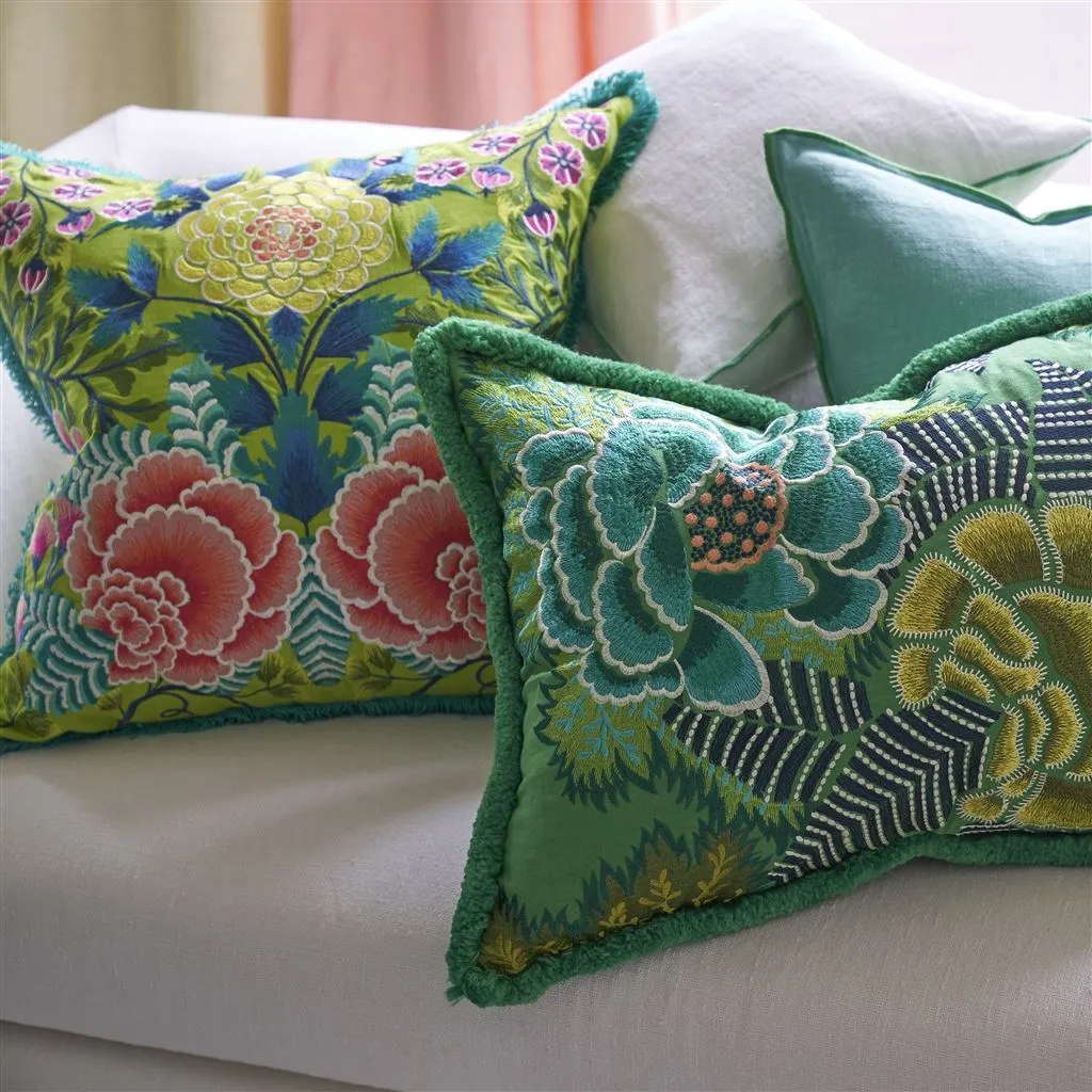 Designers Guild Brera Lino Alabaster & Emerald Decorative Pillow