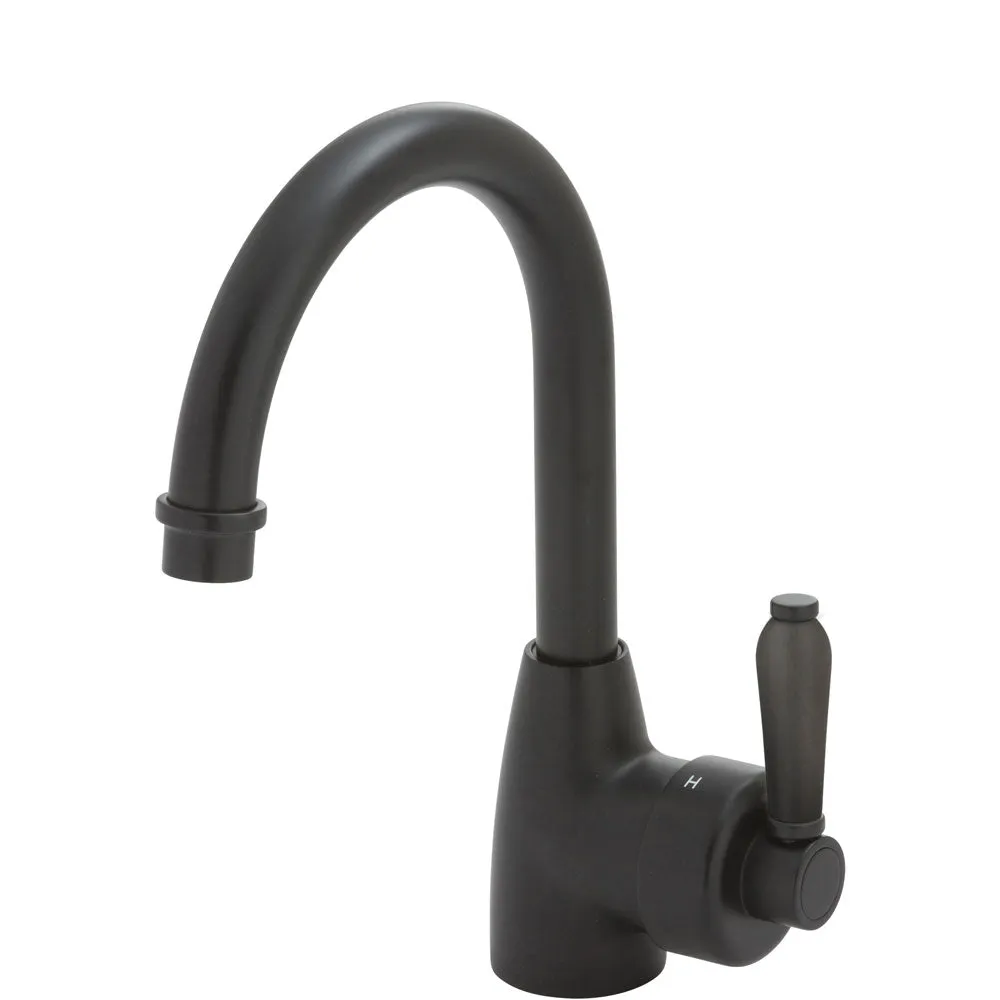 Fienza Eleanor Gooseneck Basin Mixer - Matte Black / Matte Black