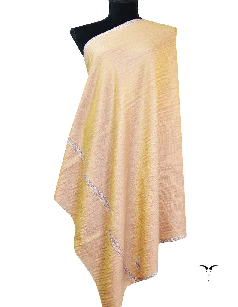 Flamingo and golden reversible embroidery pashmina shawl 8434