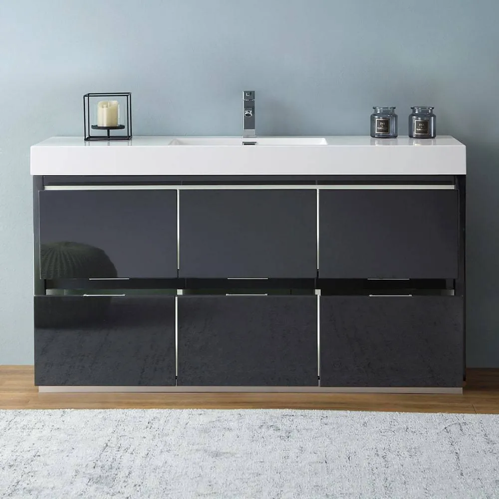 Fresca FCB8460GG-I Valencia 60" Dark Slate Gray Free Standing Modern Bathroom Vanity