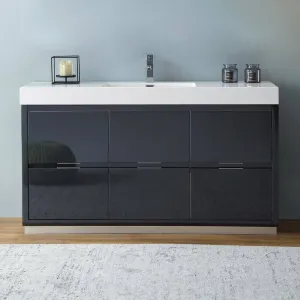 Fresca FCB8460GG-I Valencia 60" Dark Slate Gray Free Standing Modern Bathroom Vanity