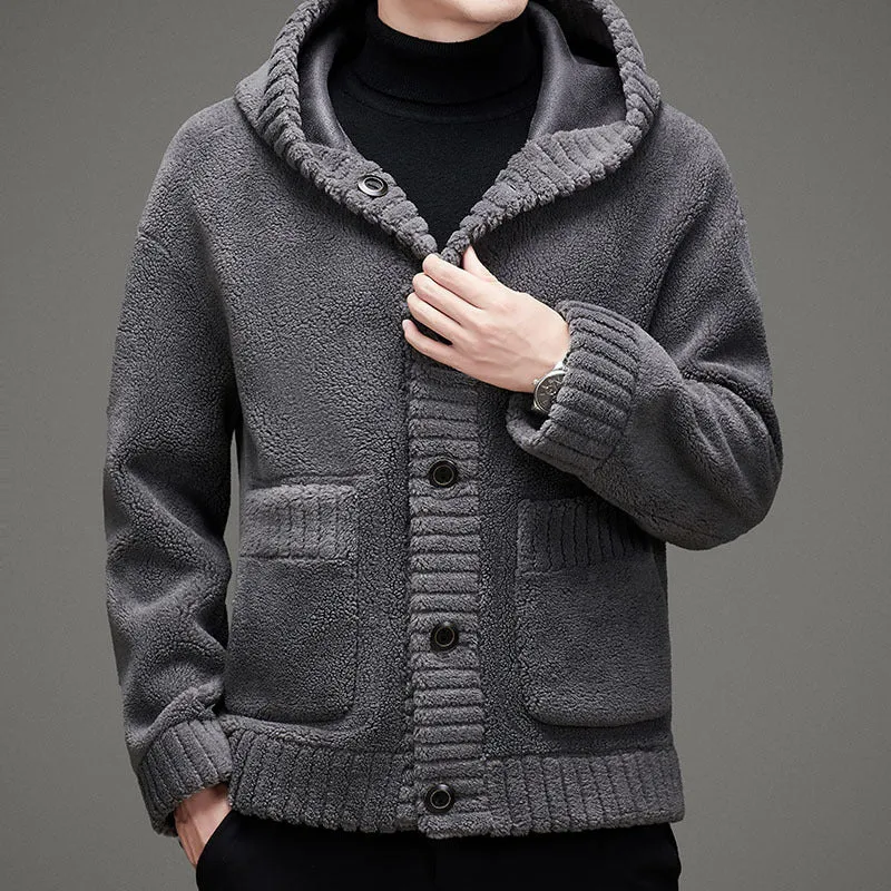 Fur-integrated Double-sided Cashmere Hooded Jacket