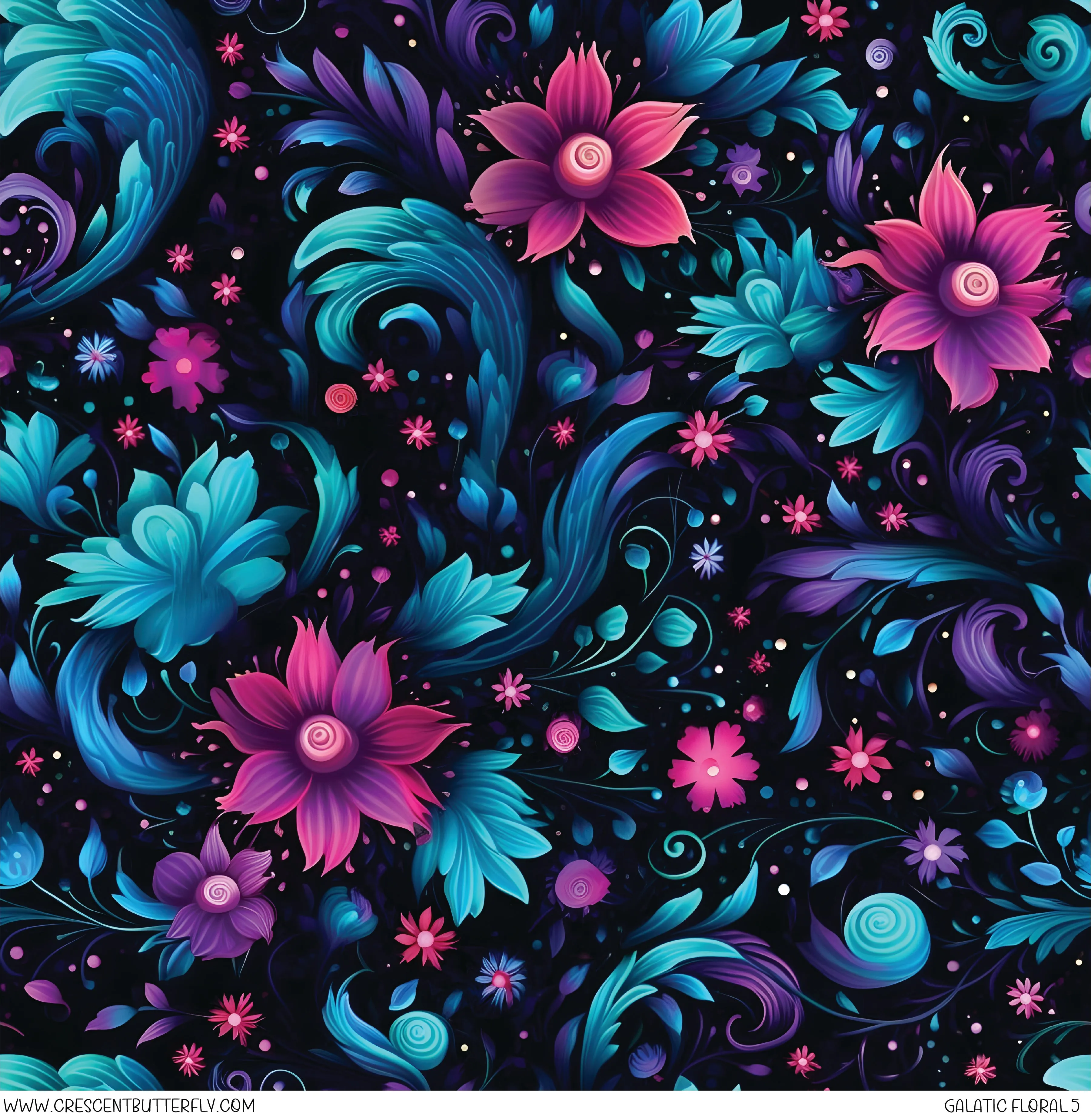 Galactic Floral 5 Printed Vinyl Sheet/Wrap