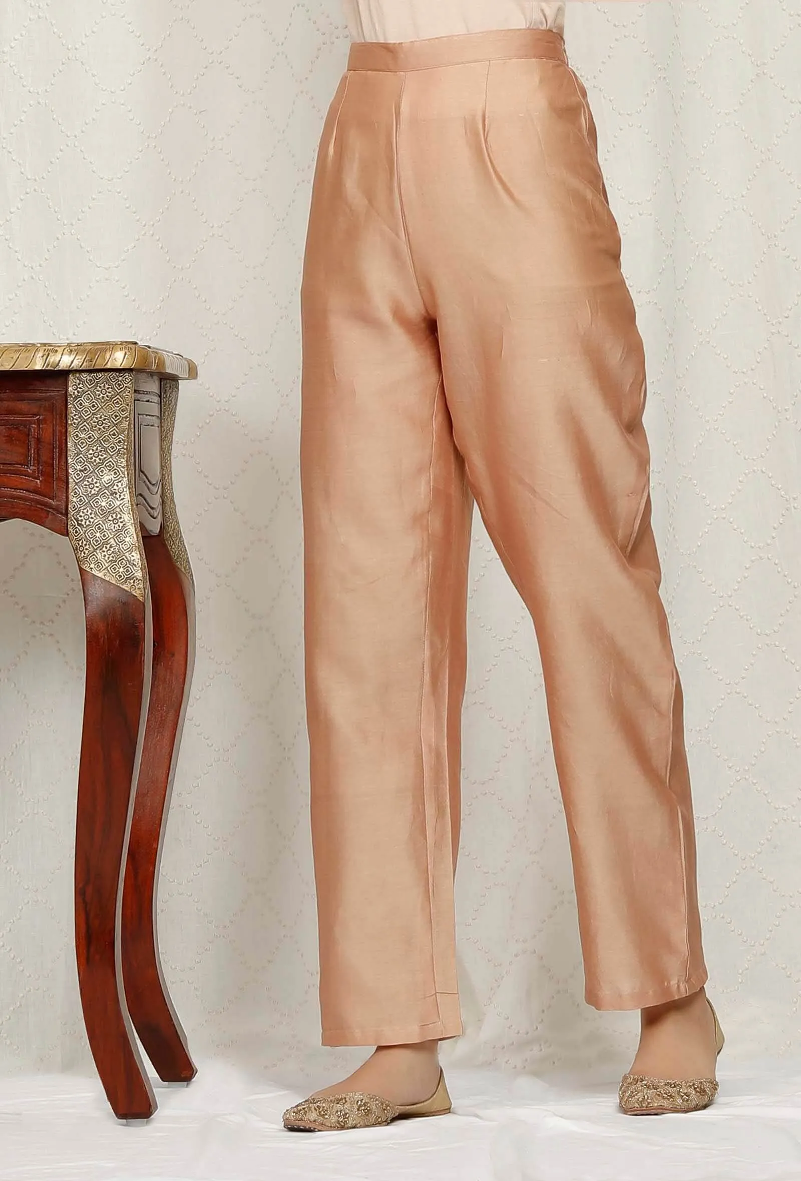 Golden Beige Pure Banarasi Chanderi Pants