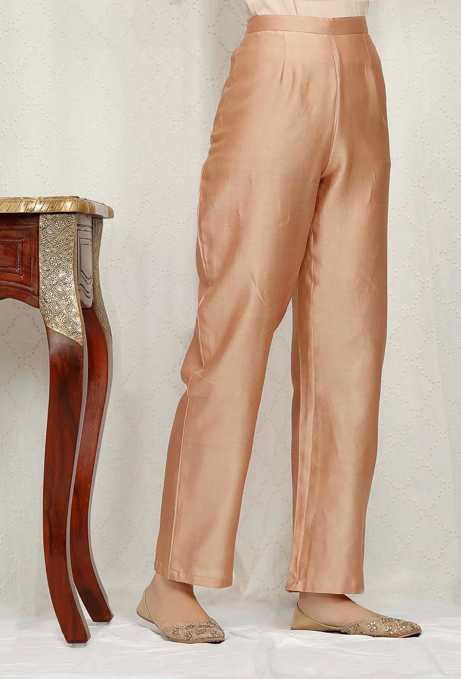 Golden Beige Pure Banarasi Chanderi Pants