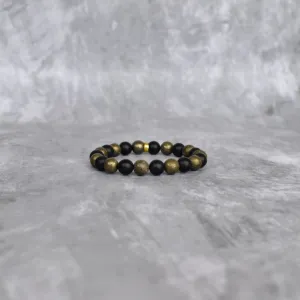 Golden Eclipse - Pyrite & Onyx Bead Bracelet