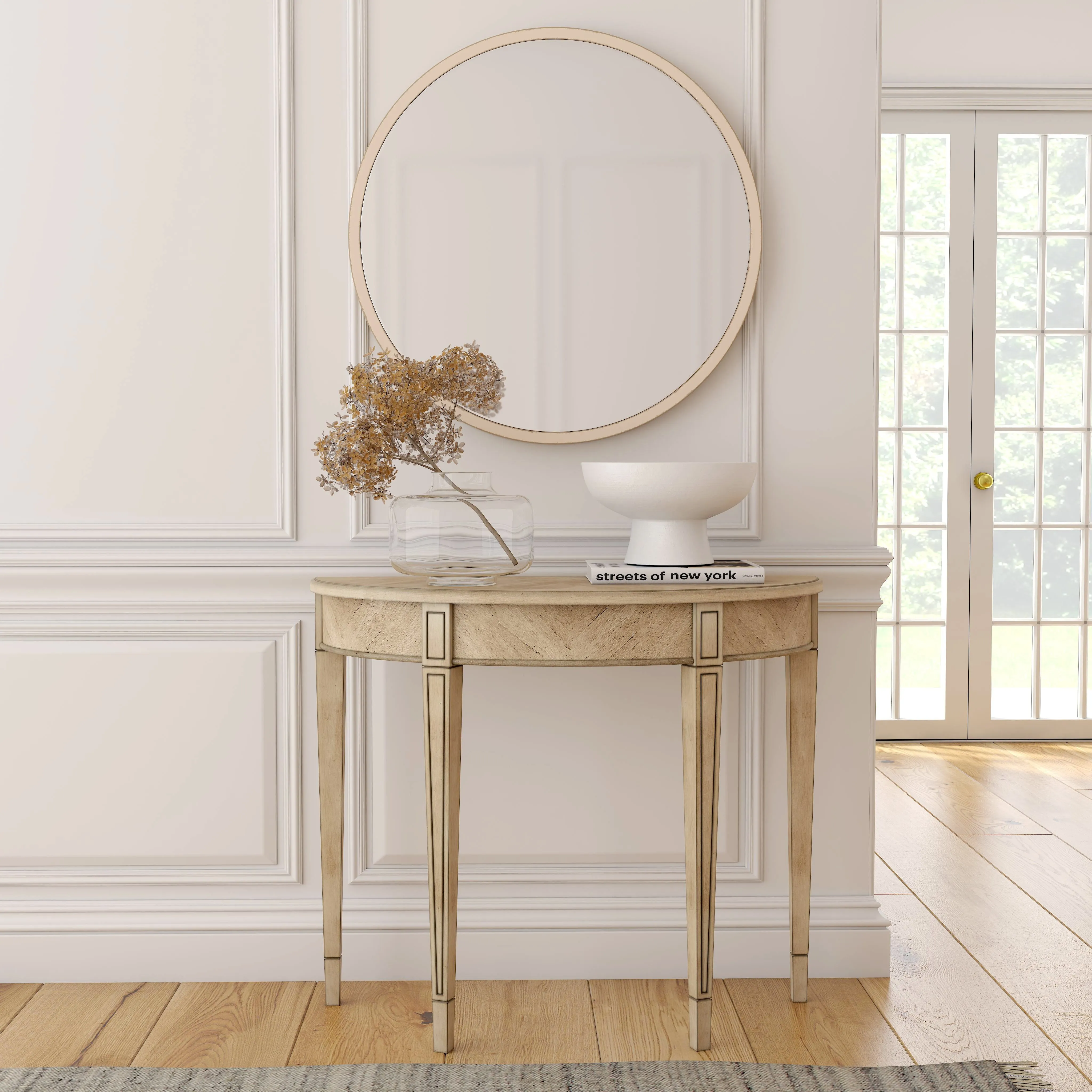 Hampton Demilune Console Table in Beige  1533424