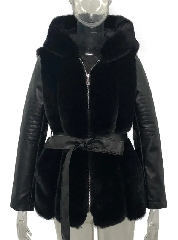 Hooded Solid Color Zipper Jacket Coat