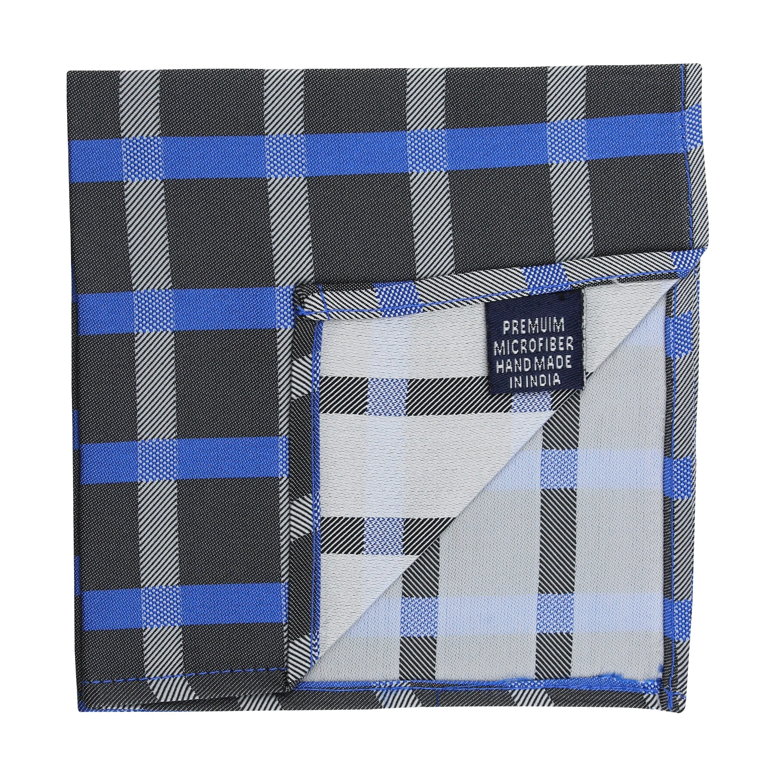 Kovove Black Checkered Pocket Square For Men