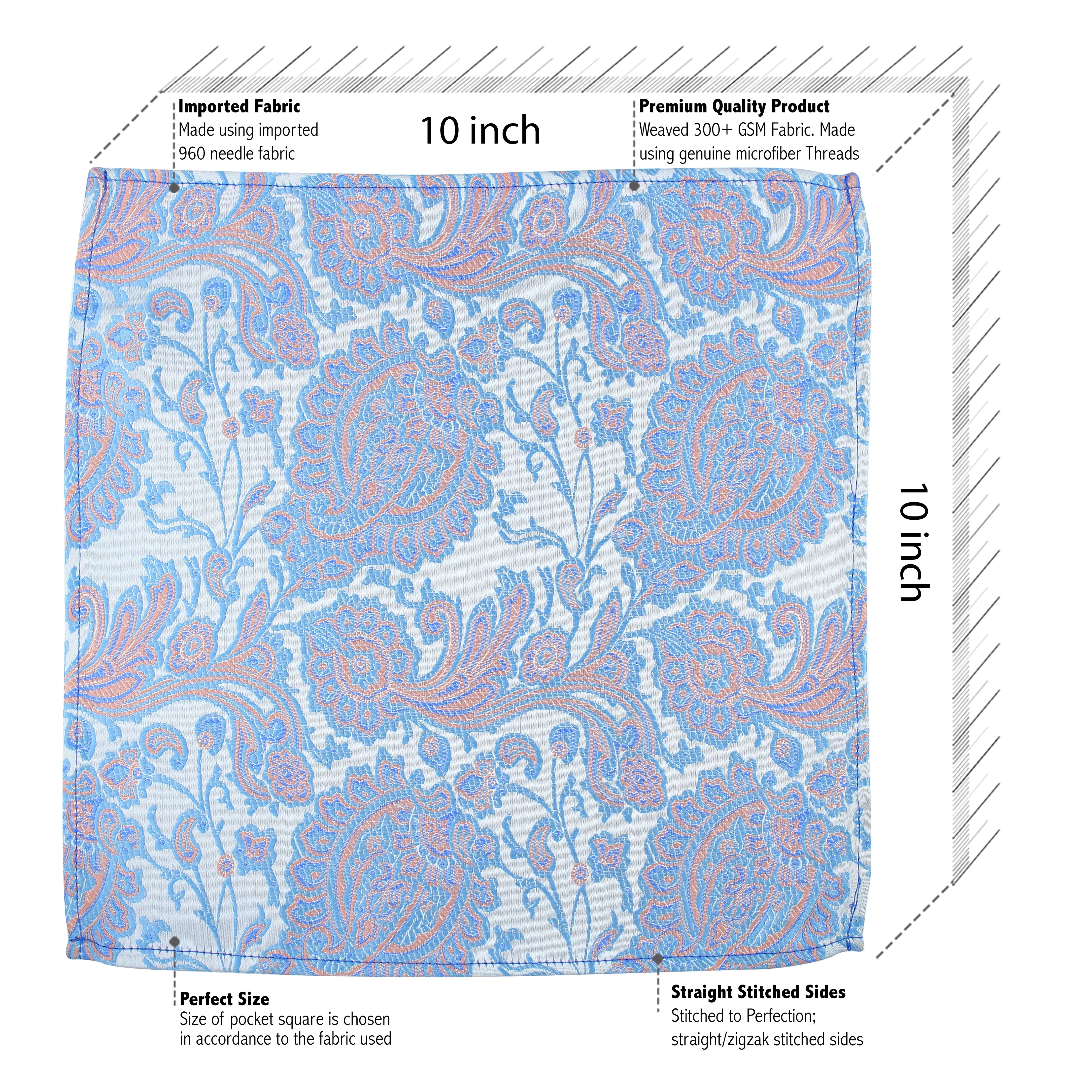 Kovove Elegant Blue Floral Pocket Square For Men