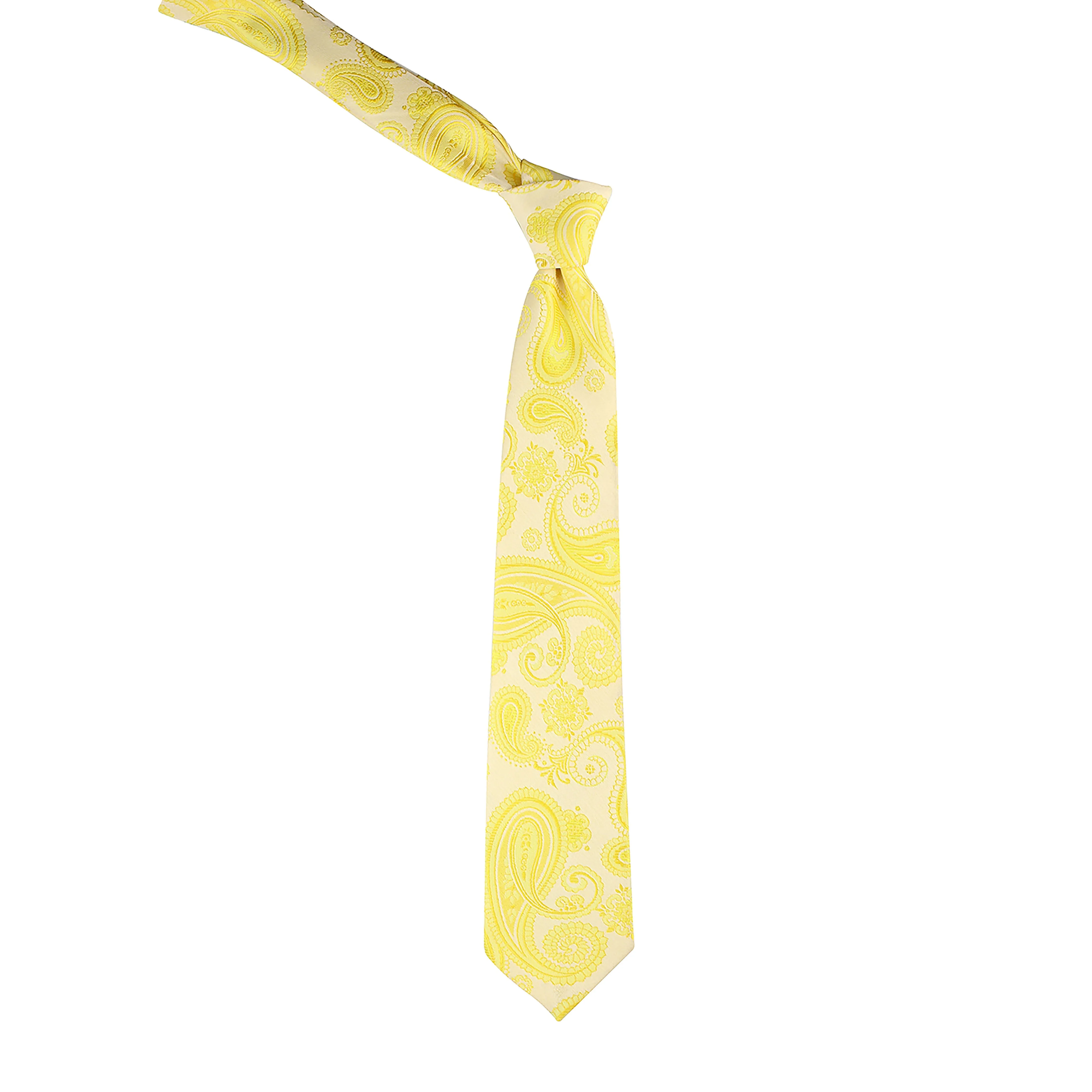 Kovove Yellow Paisley Neck Tie For Men