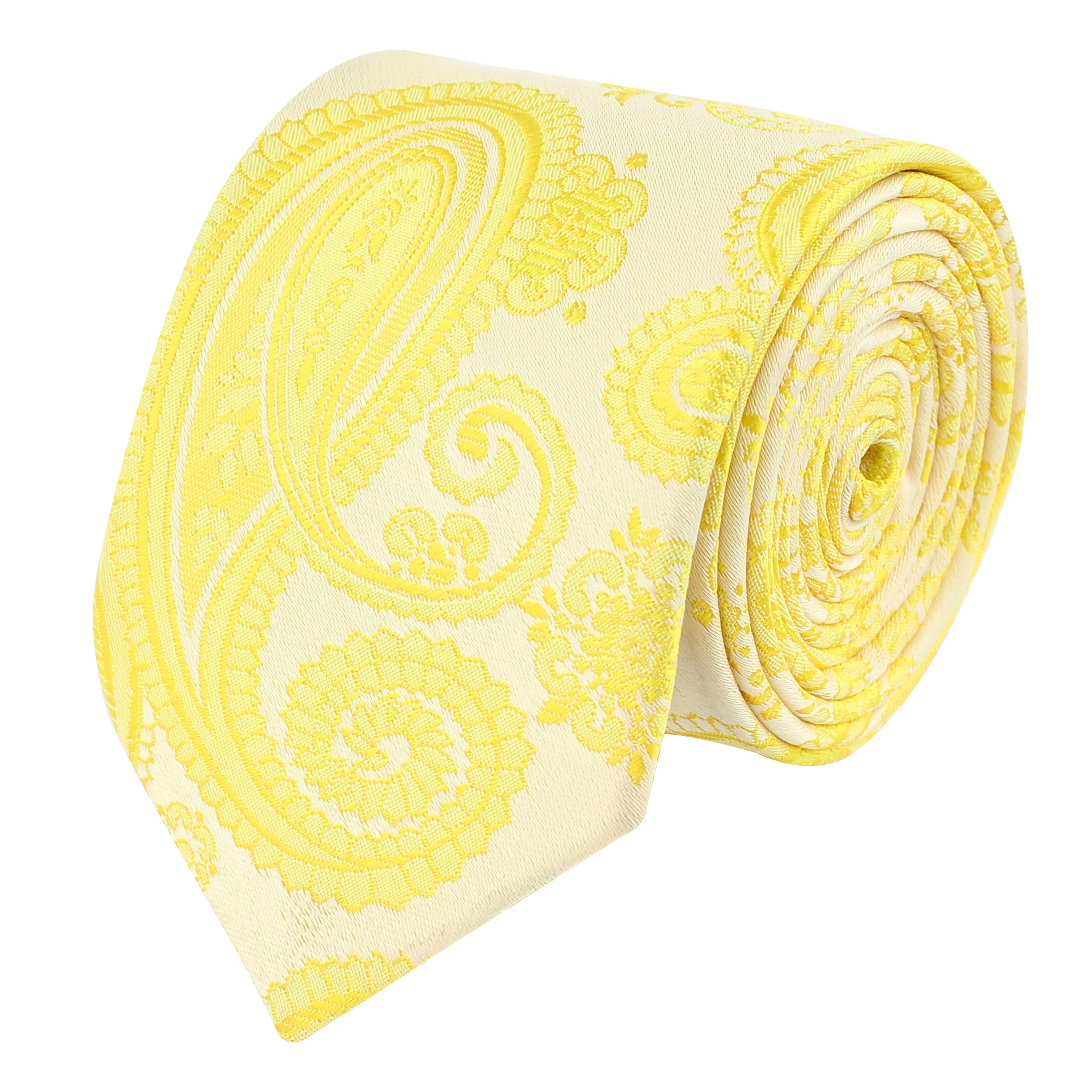 Kovove Yellow Paisley Neck Tie For Men