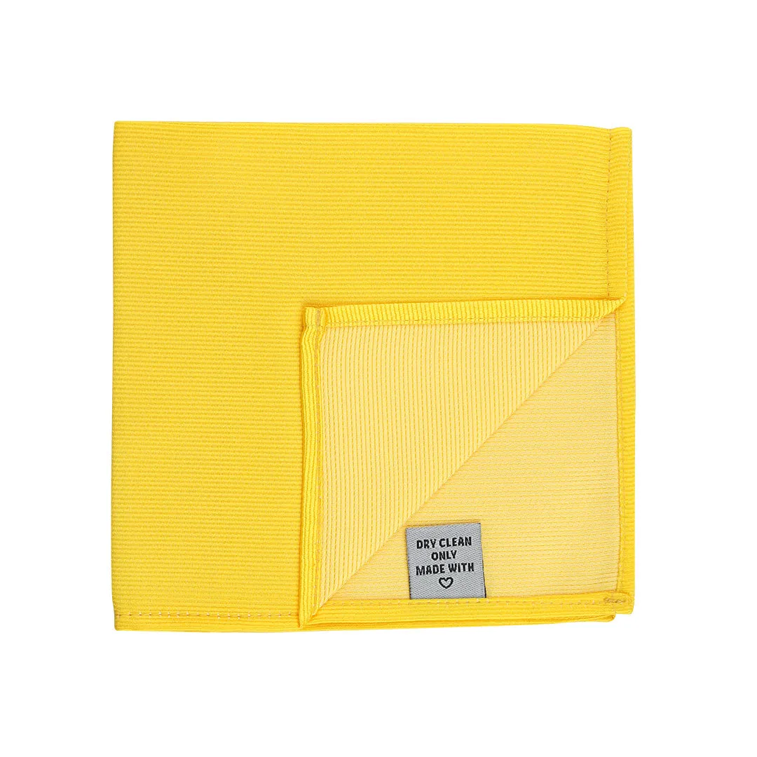 Kovove Yellow Self Design Pocket Square For Men