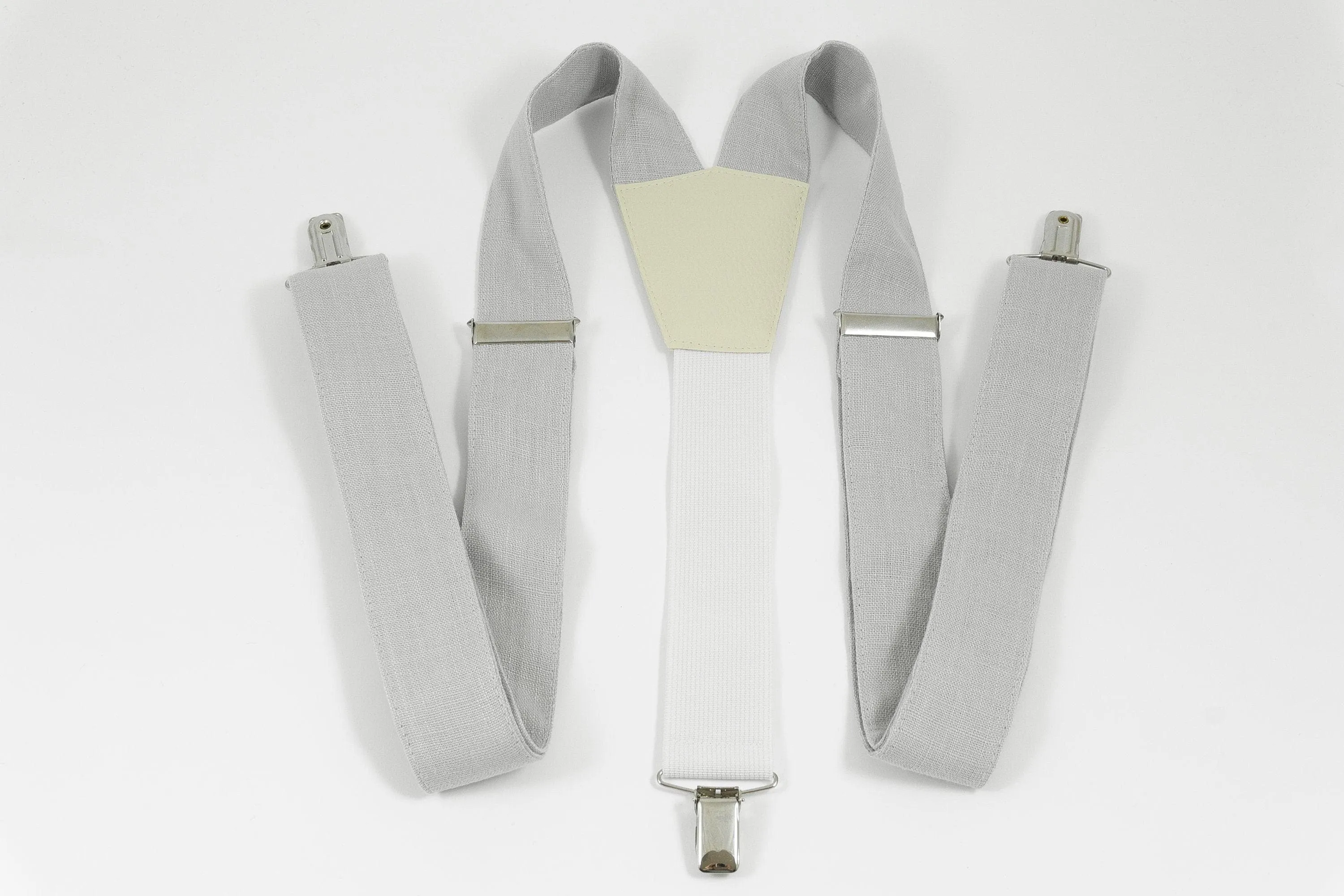 LIGHT GRAY linen suspenders Adjustable Y- Back Suspenders - Light gray wedding suspenders for groomsmen