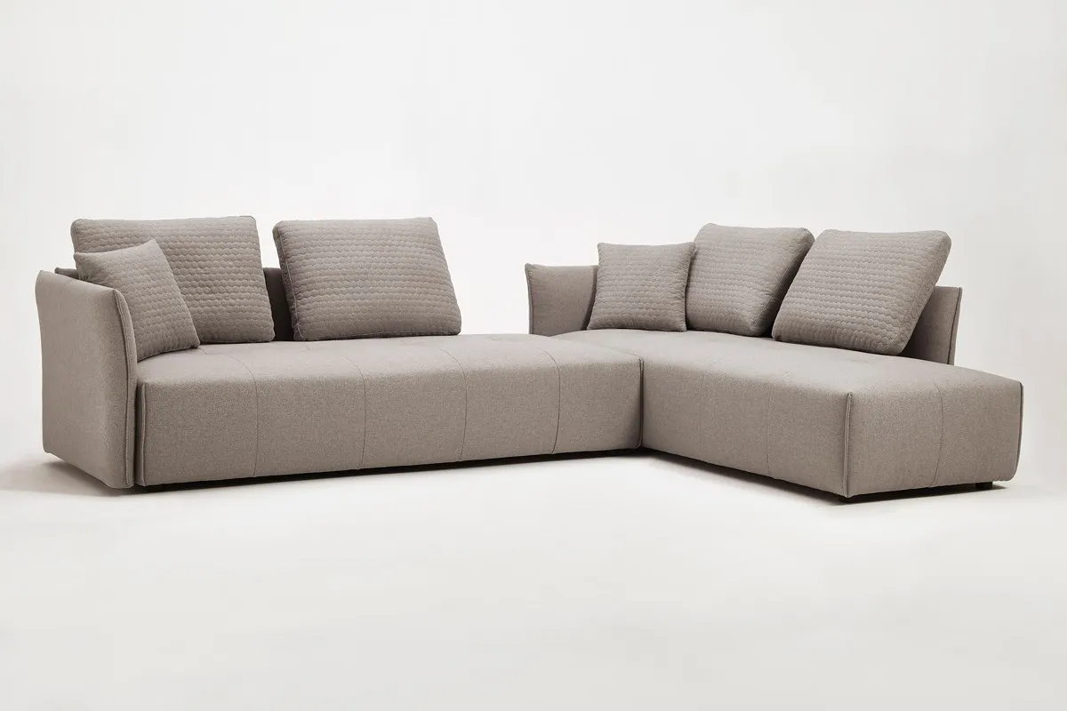 Light Gray Modern Italian Modular L Shaped Two Piece Sofa and Chaise Sectional