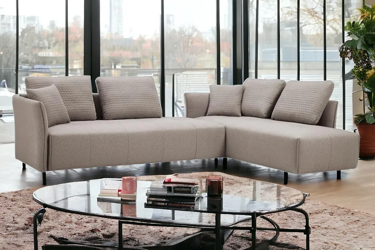 Light Gray Modern Italian Modular L Shaped Two Piece Sofa and Chaise Sectional