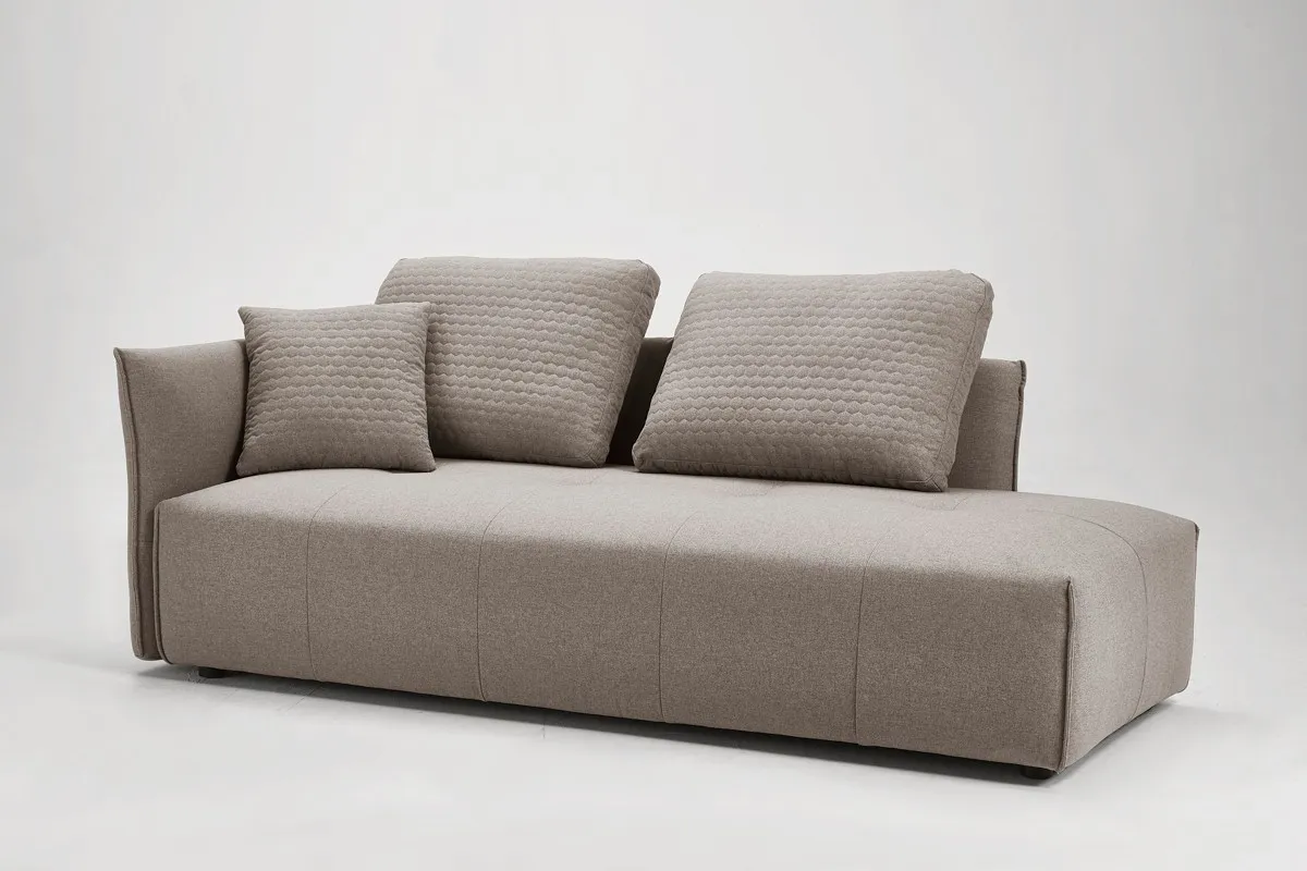 Light Gray Modern Italian Modular L Shaped Two Piece Sofa and Chaise Sectional