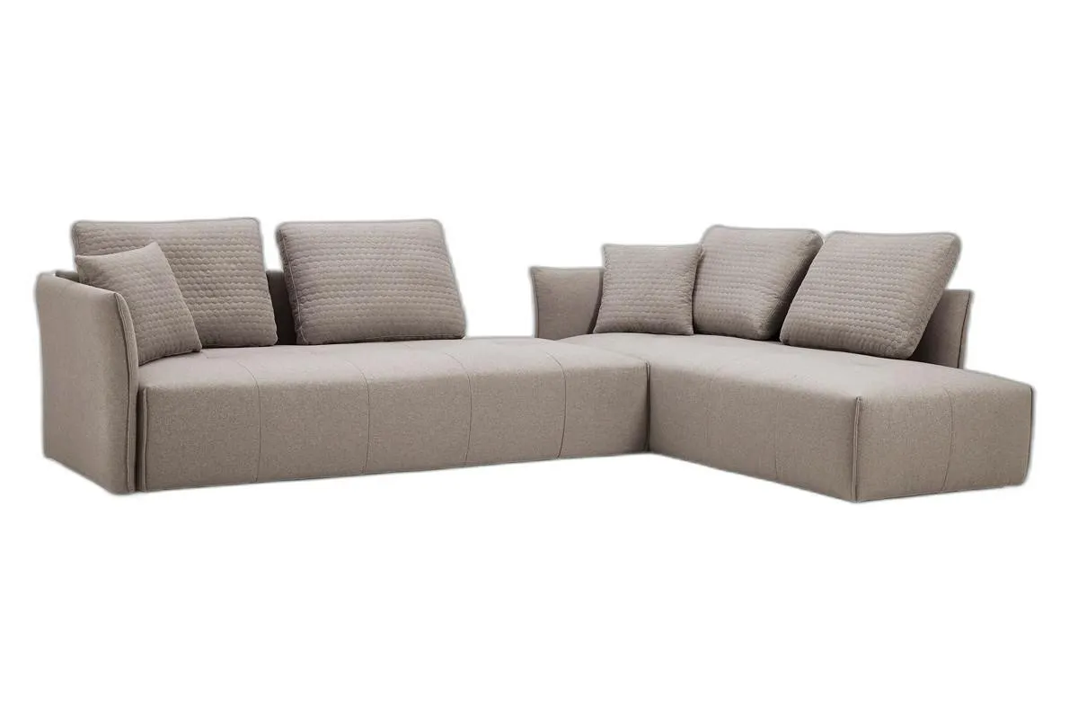 Light Gray Modern Italian Modular L Shaped Two Piece Sofa and Chaise Sectional