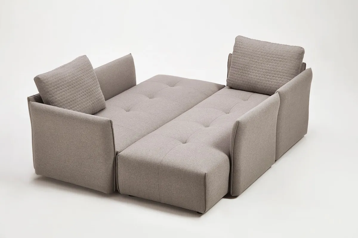 Light Gray Modern Italian Modular L Shaped Two Piece Sofa and Chaise Sectional