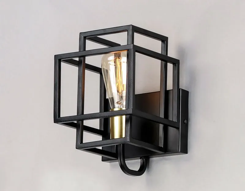 Liner 10" Single Light Wall Sconce in Black and Satin Brass