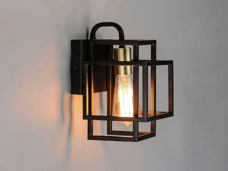 Liner 10" Single Light Wall Sconce in Black and Satin Brass