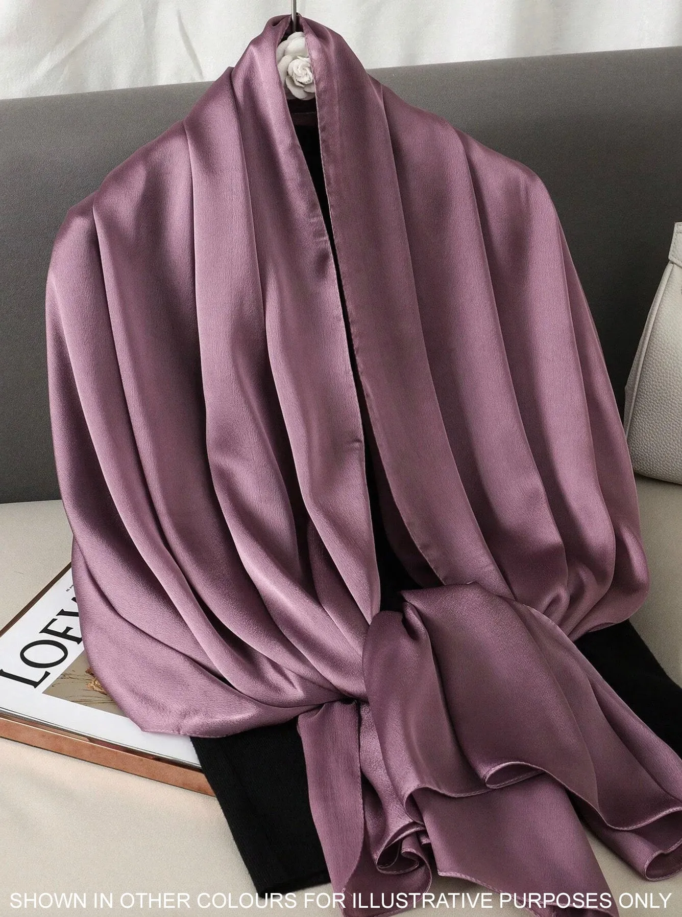 LONG PLAIN DARK GOLD SATIN SCARF SHAWL WRAP